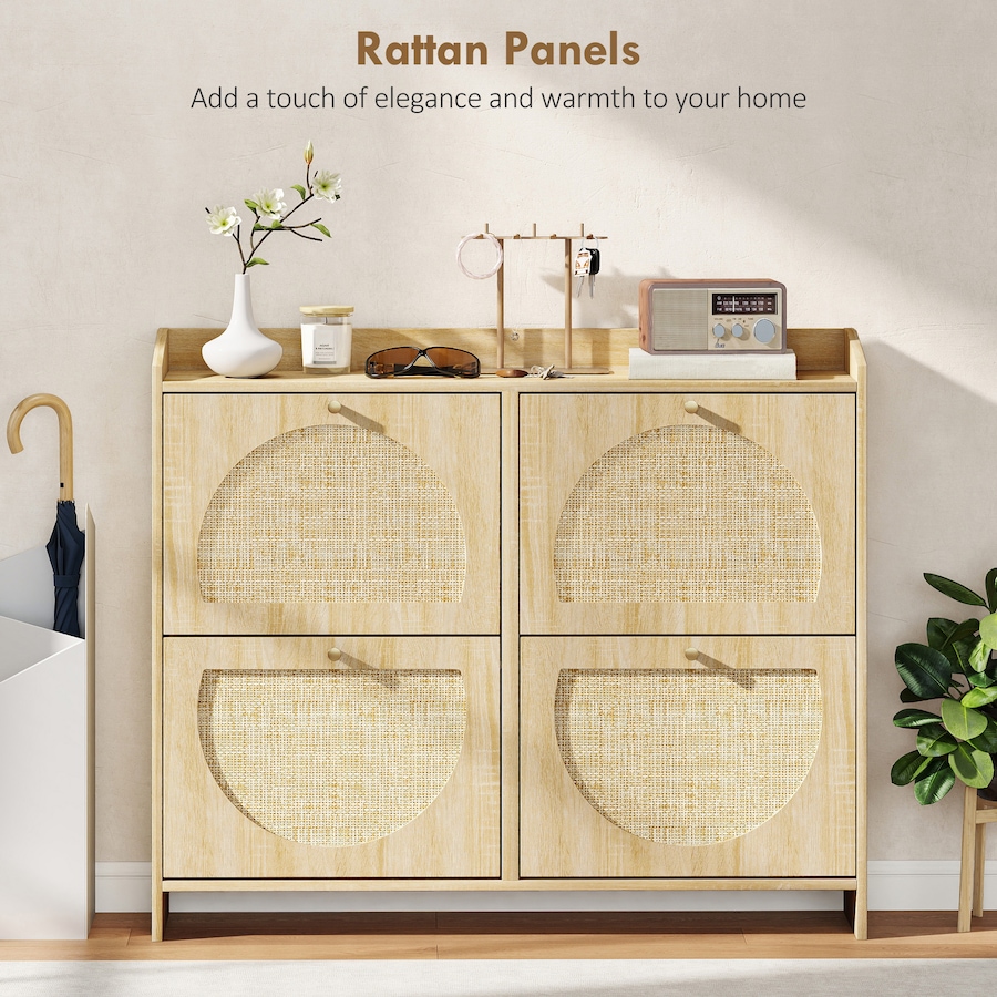 Image 934918_ALTMORE3.jpg, Product 934-918 / Price $154.99, HOMCOM Shoe Cabinet, Shoe Storage Cabinet with 4 Flip Drawers, Natural from HOMCOM on TSC.ca's Home & Garden department