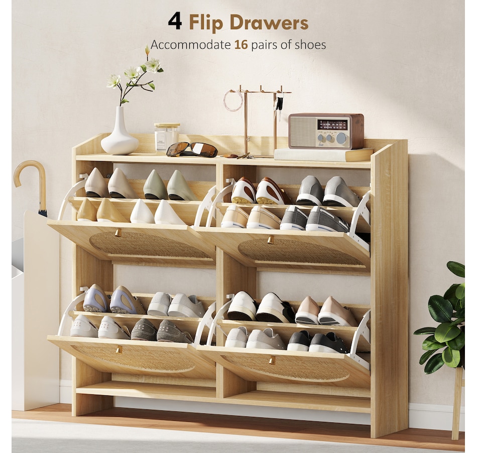 Image 934918_ALTMORE4.jpg, Product 934-918 / Price $149.99, HOMCOM Shoe Cabinet, Shoe Storage Cabinet with 4 Flip Drawers, Natural from HOMCOM on TSC.ca's Home & Garden department