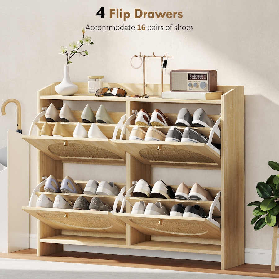 Image 934918_ALTMORE4.jpg, Product 934-918 / Price $154.99, HOMCOM Shoe Cabinet, Shoe Storage Cabinet with 4 Flip Drawers, Natural from HOMCOM on TSC.ca's Home & Garden department