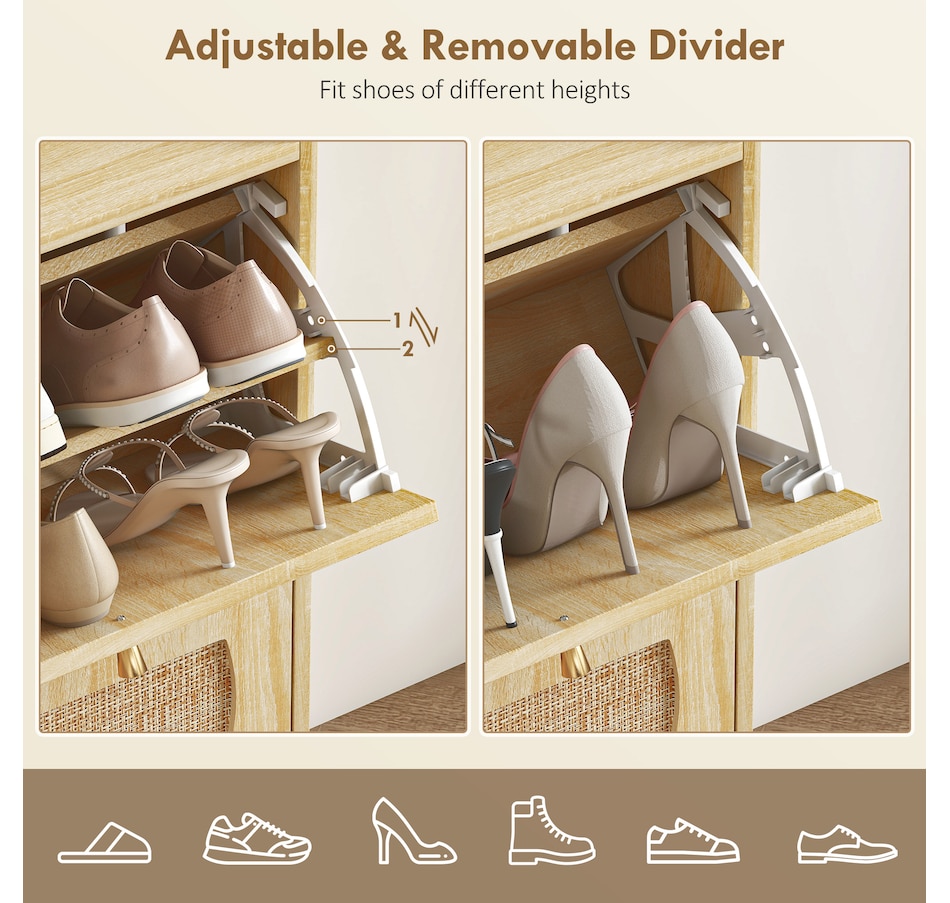 Image 934918_ALTMORE5.jpg, Product 934-918 / Price $149.99, HOMCOM Shoe Cabinet, Shoe Storage Cabinet with 4 Flip Drawers, Natural from HOMCOM on TSC.ca's Home & Garden department