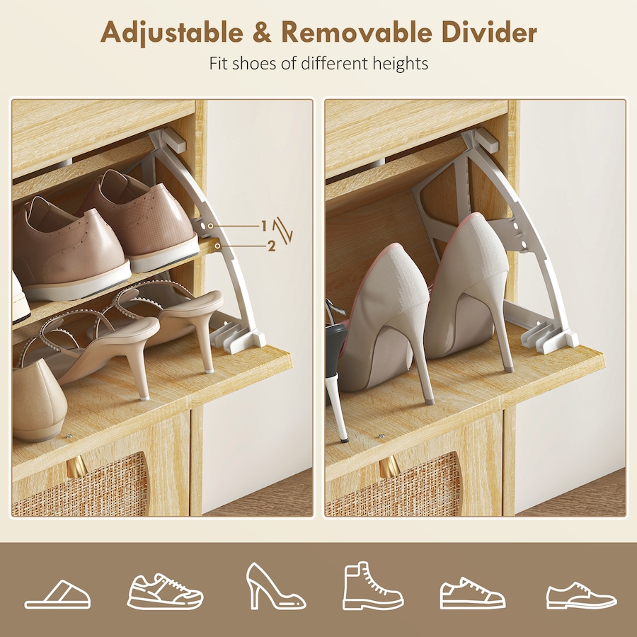 Image 934918_ALTMORE5.jpg, Product 934-918 / Price $154.99, HOMCOM Shoe Cabinet, Shoe Storage Cabinet with 4 Flip Drawers, Natural from HOMCOM on TSC.ca's Home & Garden department