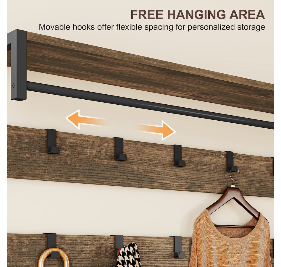 Image 934920_ALTMORE4.jpg, Product 934-920 / Price $119.99, HOMCOM Hall Tree with Hooks and Shoe Storage, Coat Rack, Rustic Brown from HOMCOM on TSC.ca's Home & Garden department