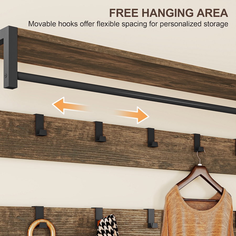Image 934920_ALTMORE4.jpg, Product 934-920 / Price $112.99, HOMCOM Hall Tree with Hooks and Shoe Storage, Coat Rack, Rustic Brown from HOMCOM on TSC.ca's Home & Garden department
