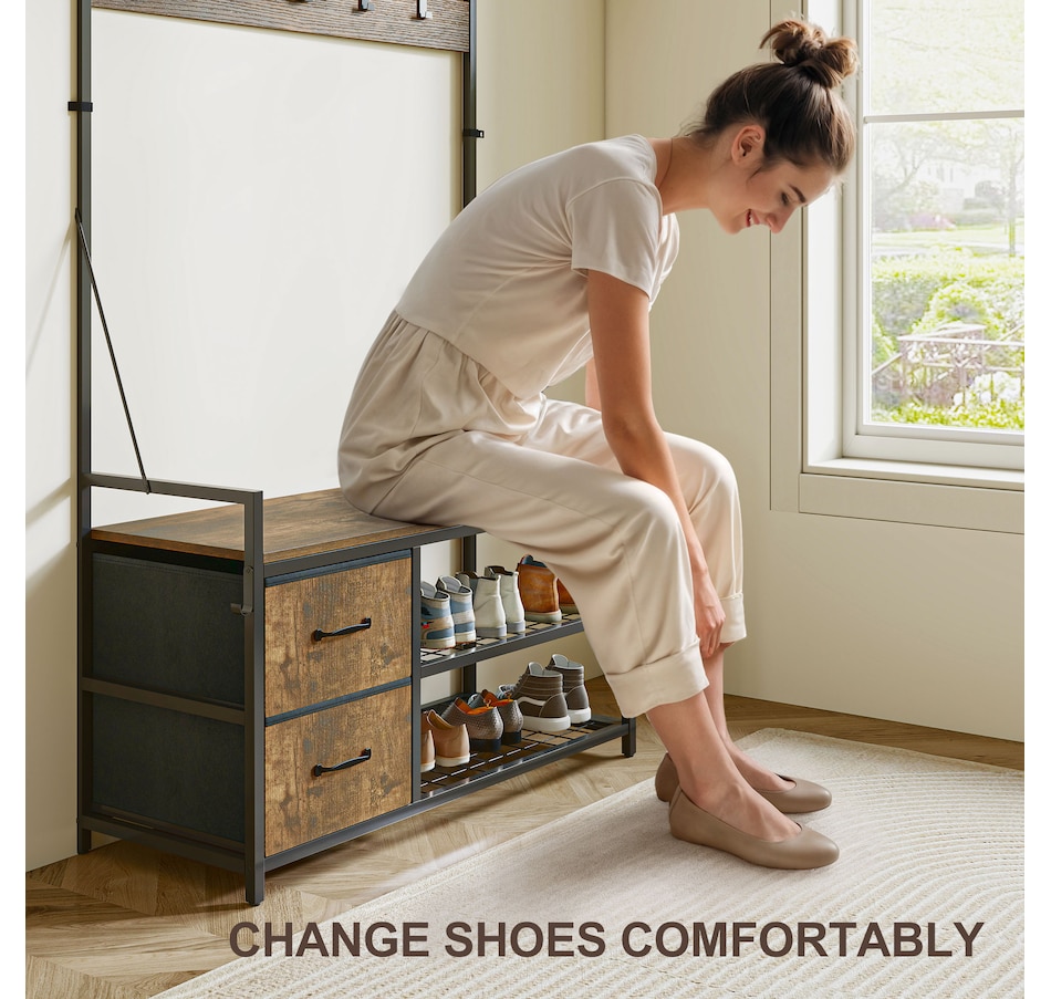 Image 934920_ALTMORE5.jpg, Product 934-920 / Price $119.99, HOMCOM Hall Tree with Hooks and Shoe Storage, Coat Rack, Rustic Brown from HOMCOM on TSC.ca's Home & Garden department