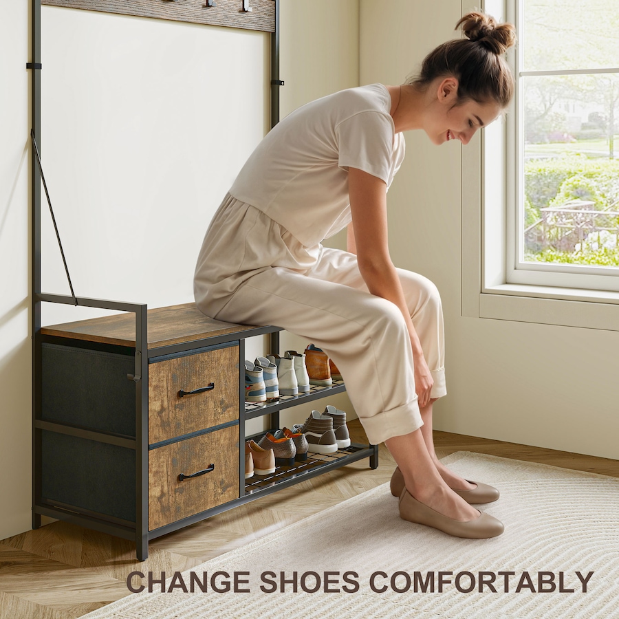 Image 934920_ALTMORE5.jpg, Product 934-920 / Price $112.99, HOMCOM Hall Tree with Hooks and Shoe Storage, Coat Rack, Rustic Brown from HOMCOM on TSC.ca's Home & Garden department