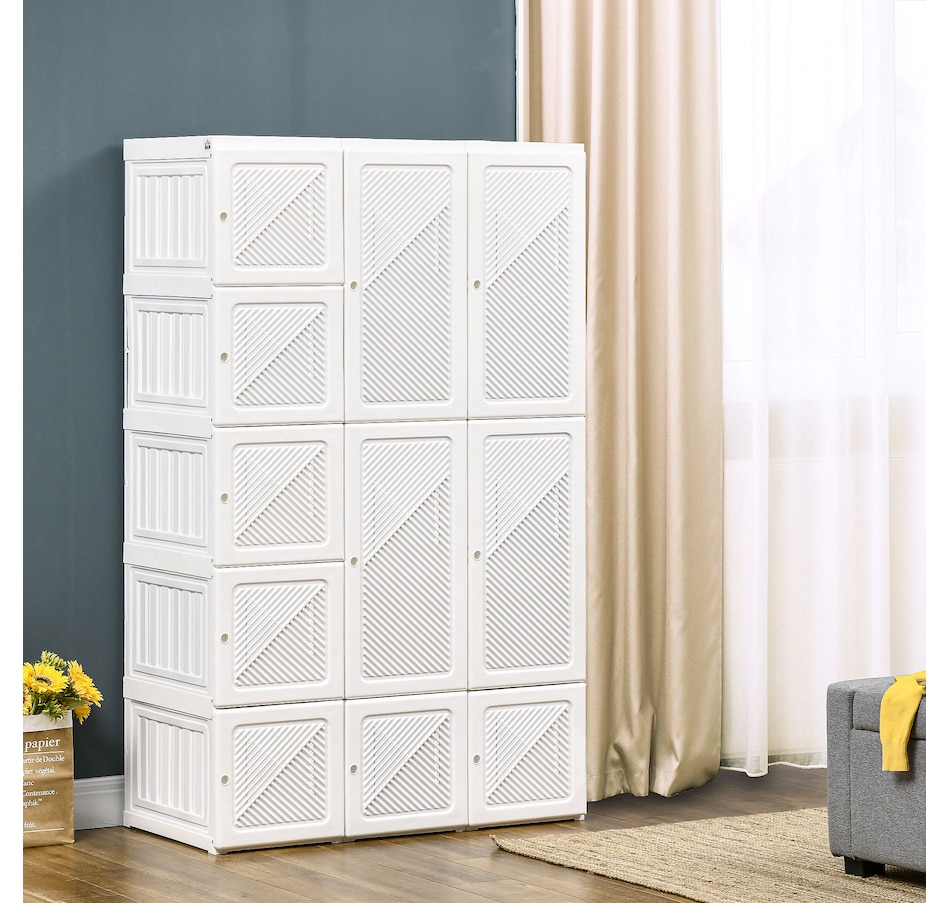 Image 934921_ALTMORE1.jpg, Product 934-921 / Price $289.99, HOMCOM Portable Wardrobe Folding Closet with Cube Storage, White from HOMCOM on TSC.ca's Home & Garden department