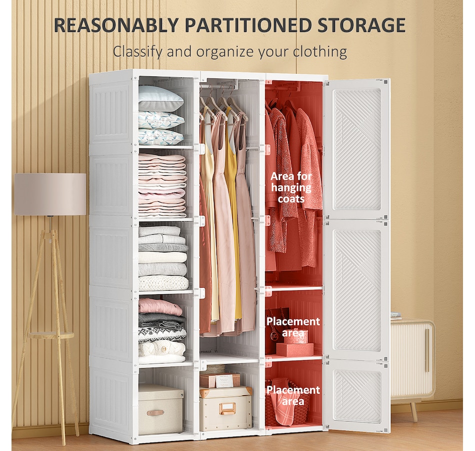Image 934921_ALTMORE3.jpg, Product 934-921 / Price $289.99, HOMCOM Portable Wardrobe Folding Closet with Cube Storage, White from HOMCOM on TSC.ca's Home & Garden department