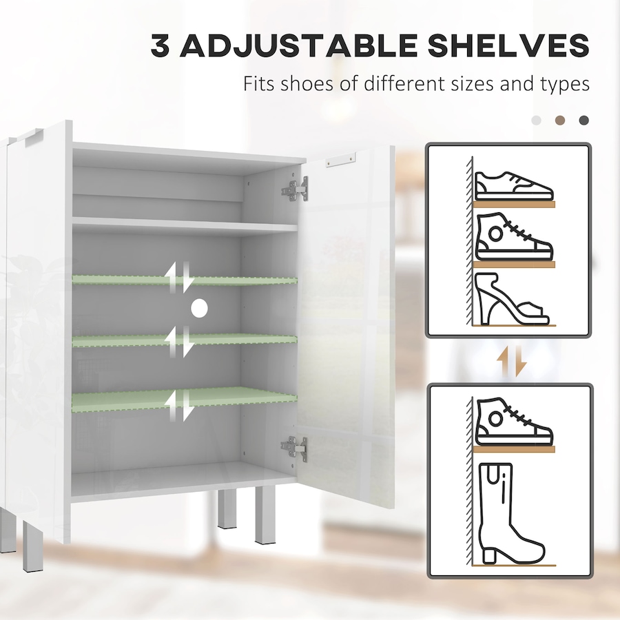 Image 934926_ALTMORE3.jpg, Product 934-926 / Price $139.99, HOMCOM Shoe Cabinet, High Gloss Shoe Storage Cabinet, White from HOMCOM on TSC.ca's Home & Garden department
