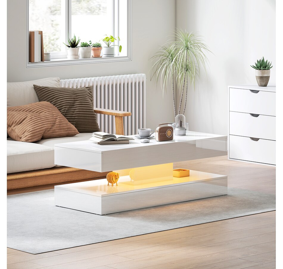 Image 934938_ALTMORE1.jpg, Product 934-938 / Price $179.99, HOMCOM High Gloss Coffee Table with Adjustable LED Light Center Table White from HOMCOM on TSC.ca's Home & Garden department