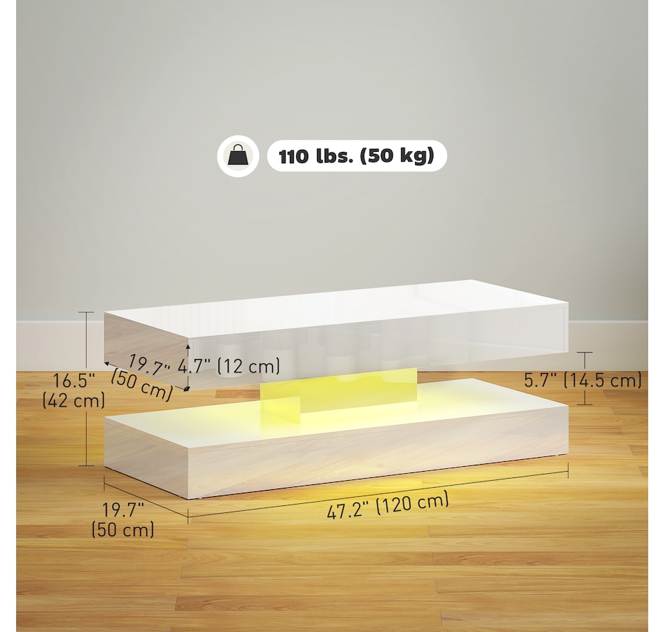 Image 934938_ALTMORE2.jpg, Product 934-938 / Price $179.99, HOMCOM High Gloss Coffee Table with Adjustable LED Light Center Table White from HOMCOM on TSC.ca's Home & Garden department