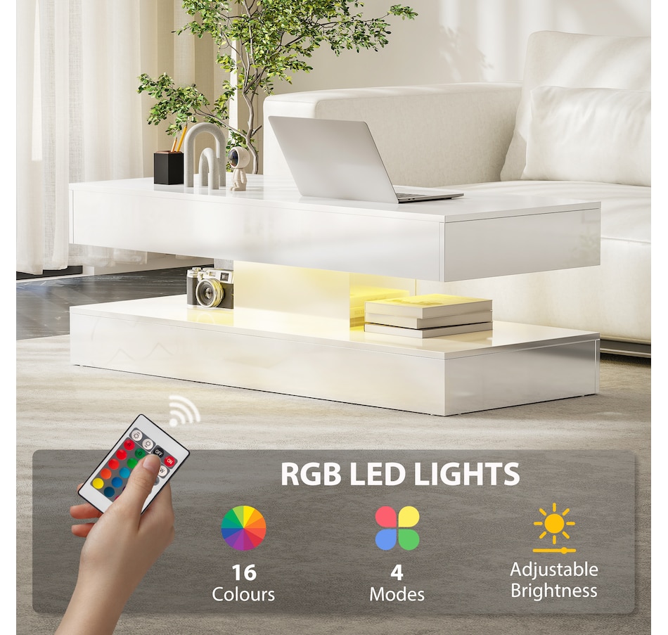 Image 934938_ALTMORE3.jpg, Product 934-938 / Price $179.99, HOMCOM High Gloss Coffee Table with Adjustable LED Light Center Table White from HOMCOM on TSC.ca's Home & Garden department