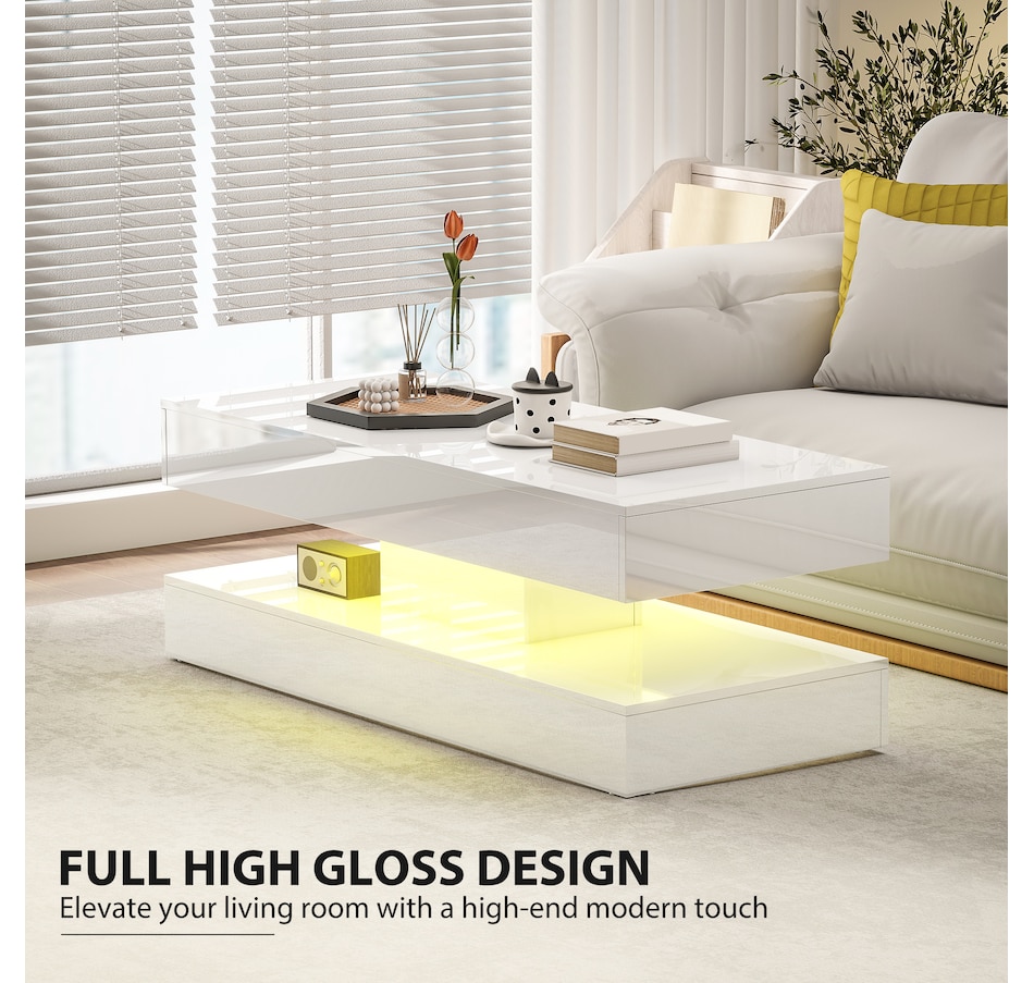 Image 934938_ALTMORE5.jpg, Product 934-938 / Price $179.99, HOMCOM High Gloss Coffee Table with Adjustable LED Light Center Table White from HOMCOM on TSC.ca's Home & Garden department