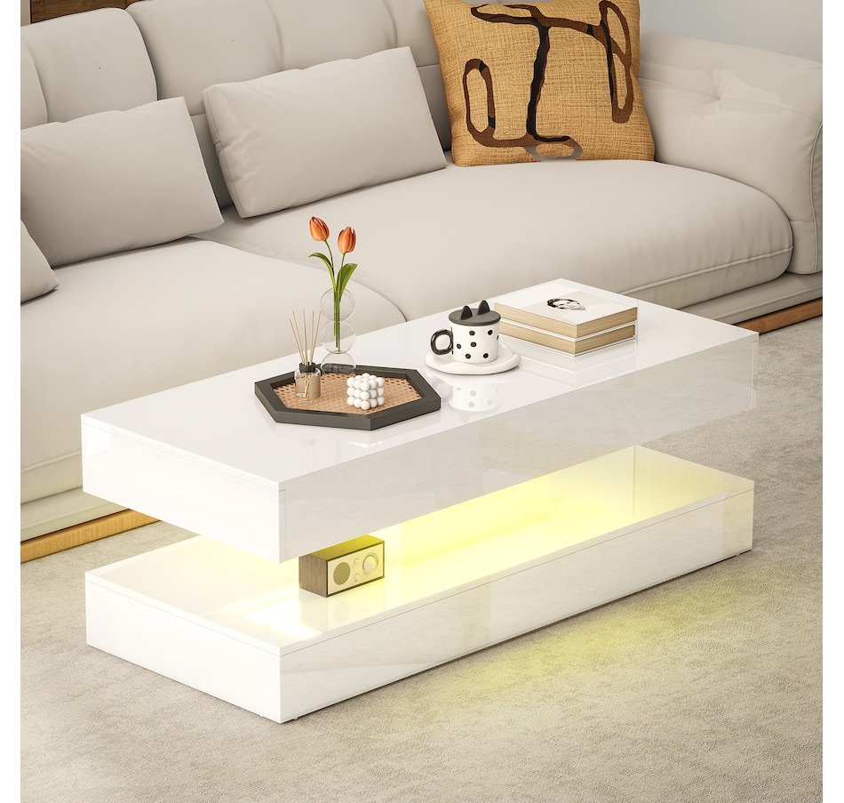Image 934938_ALTMORE6.jpg, Product 934-938 / Price $179.99, HOMCOM High Gloss Coffee Table with Adjustable LED Light Center Table White from HOMCOM on TSC.ca's Home & Garden department