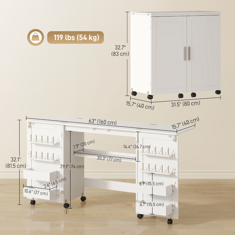 Image 934947_ALTMORE2.jpg, Product 934-947 / Price $169.99, HOMCOM Folding Sewing Table with 2 Magnetic Doors Mobile Craft Table White from HOMCOM on TSC.ca's Home & Garden department