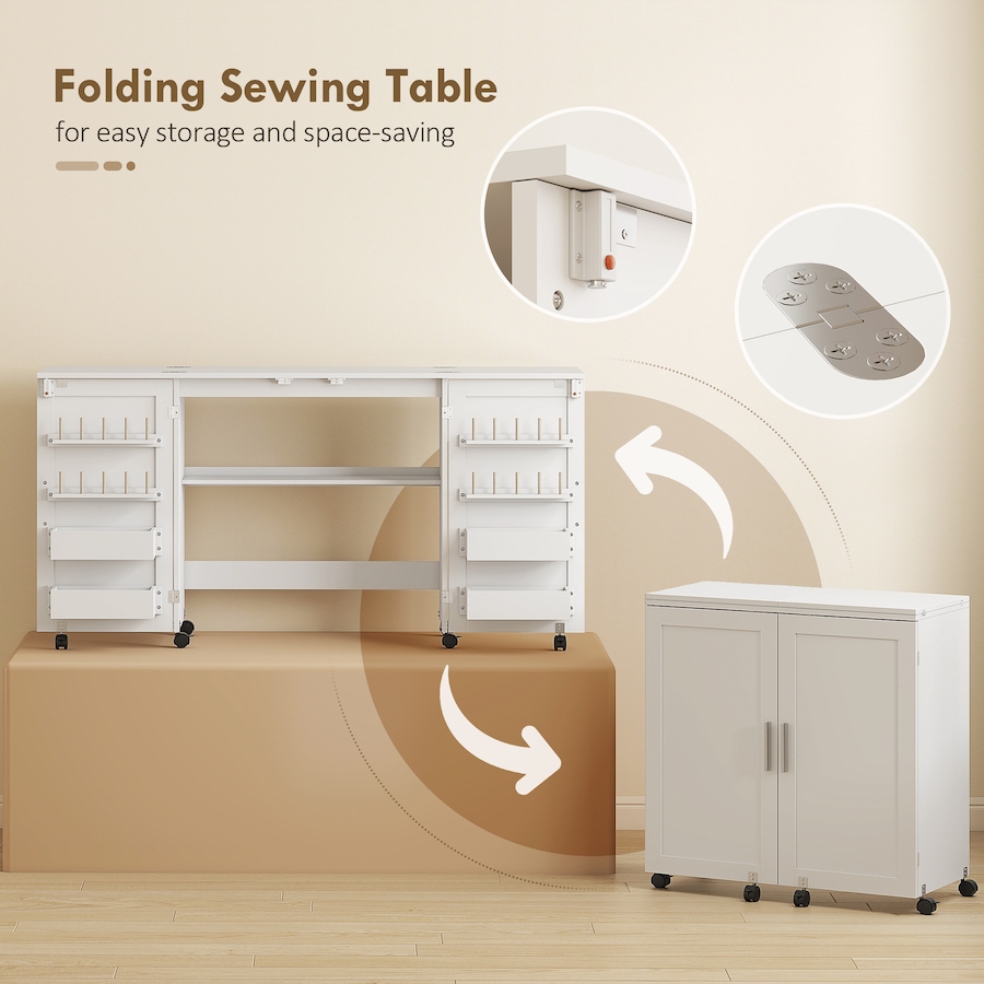 Image 934947_ALTMORE3.jpg, Product 934-947 / Price $169.99, HOMCOM Folding Sewing Table with 2 Magnetic Doors Mobile Craft Table White from HOMCOM on TSC.ca's Home & Garden department