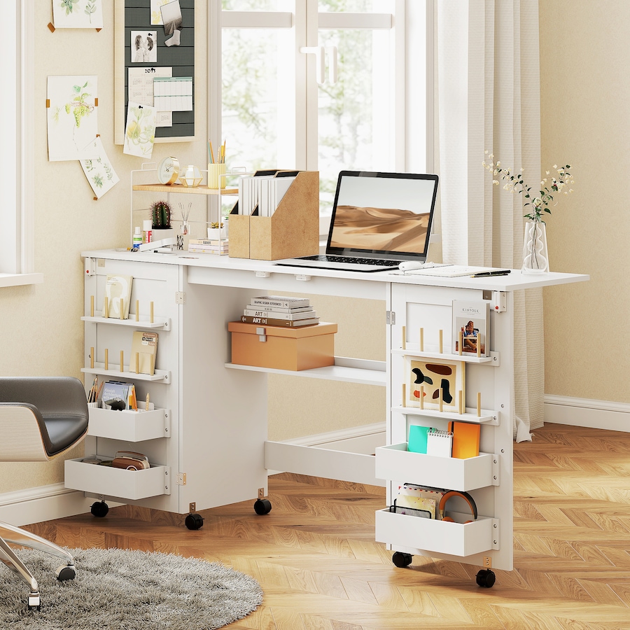 Image 934947_ALTMORE7.jpg, Product 934-947 / Price $169.99, HOMCOM Folding Sewing Table with 2 Magnetic Doors Mobile Craft Table White from HOMCOM on TSC.ca's Home & Garden department