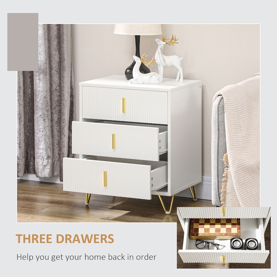 Image 934956_ALTMORE4.jpg, Product 934-956 / Price $114.99, HOMCOM 3 Drawer Dresser, Chest of Drawers Storage Cabinet, White from HOMCOM on TSC.ca's Home & Garden department