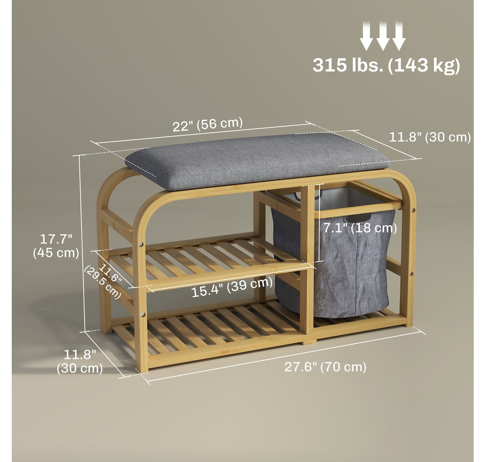 Image 934973_ALTMORE2.jpg, Product 934-973 / Price $81.99, HOMCOM Bamboo Shoe Bench Shoe Rack Bench with Cushion Basket Nature Wood from HOMCOM on TSC.ca's Home & Garden department