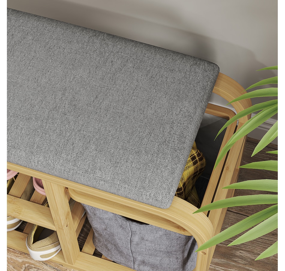 Image 934973_ALTMORE7.jpg, Product 934-973 / Price $81.99, HOMCOM Bamboo Shoe Bench Shoe Rack Bench with Cushion Basket Nature Wood from HOMCOM on TSC.ca's Home & Garden department