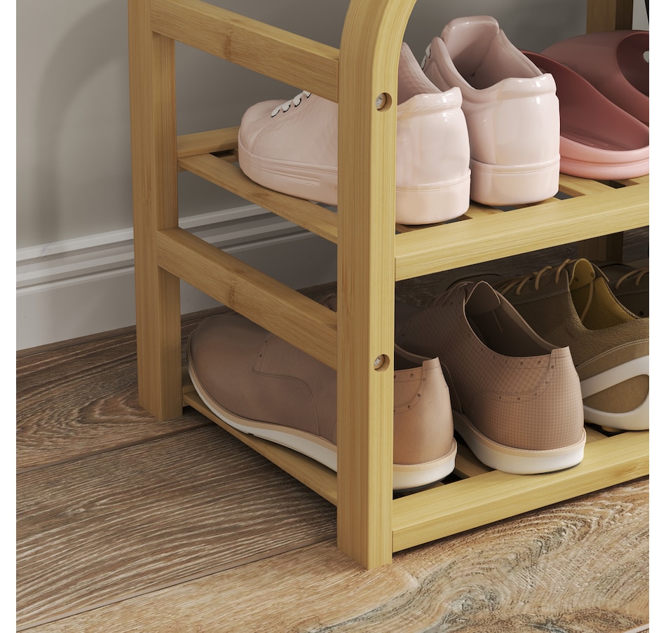 Image 934973_ALTMORE8.jpg, Product 934-973 / Price $81.99, HOMCOM Bamboo Shoe Bench Shoe Rack Bench with Cushion Basket Nature Wood from HOMCOM on TSC.ca's Home & Garden department