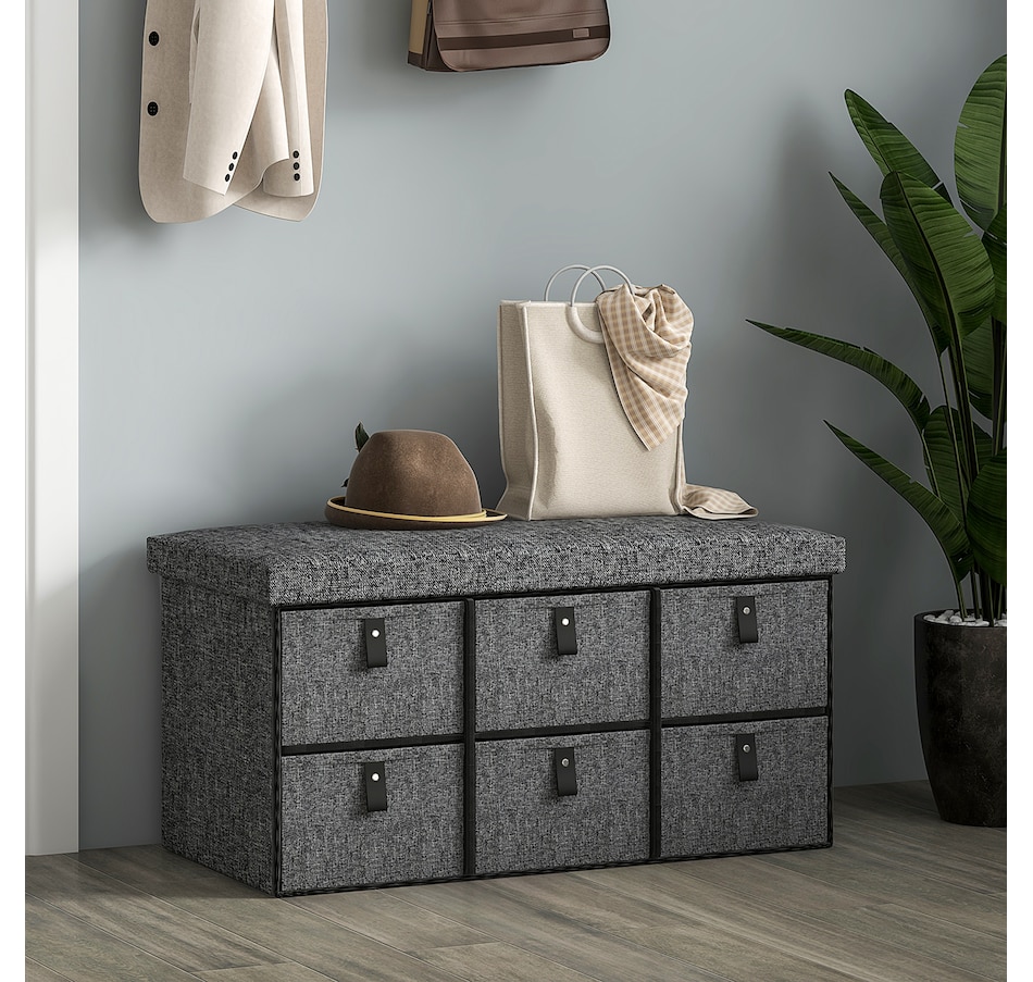 Image 934974_ALTMORE1.jpg, Product 934-974 / Price $79.99, HOMCOM Shoe Bench, Entryway Bench with Fabric Drawers, Charcoal Grey from HOMCOM on TSC.ca's Home & Garden department