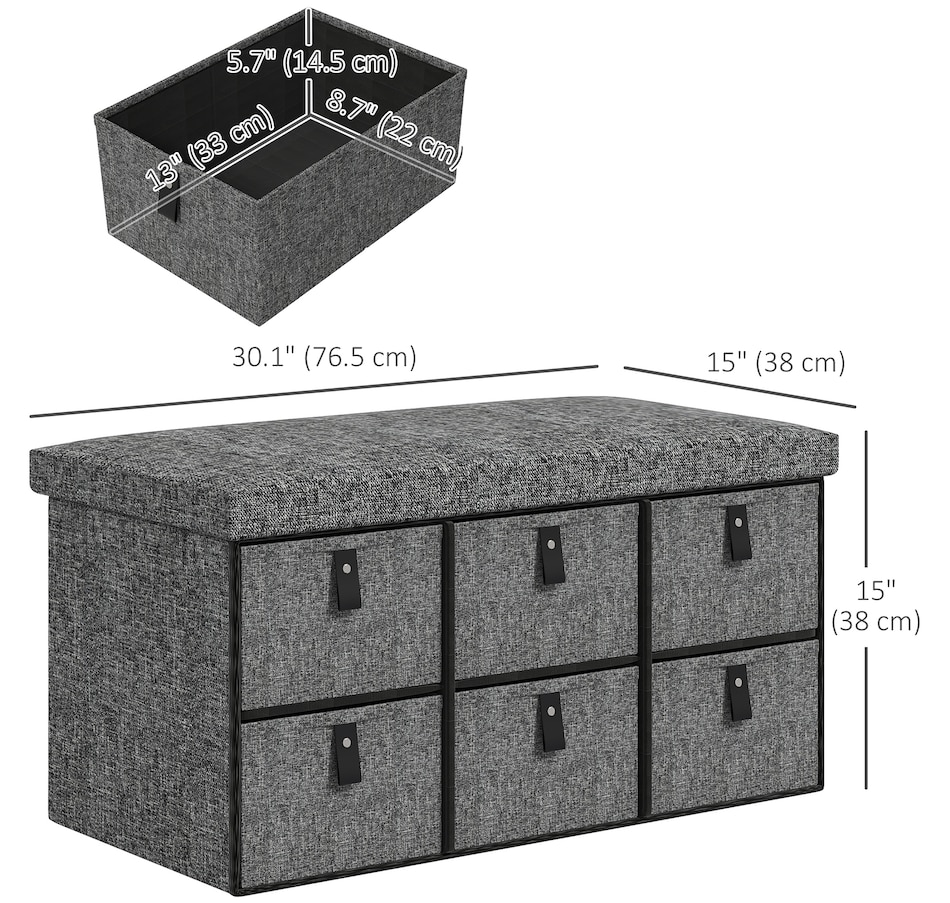 Image 934974_ALTMORE2.jpg, Product 934-974 / Price $79.99, HOMCOM Shoe Bench, Entryway Bench with Fabric Drawers, Charcoal Grey from HOMCOM on TSC.ca's Home & Garden department