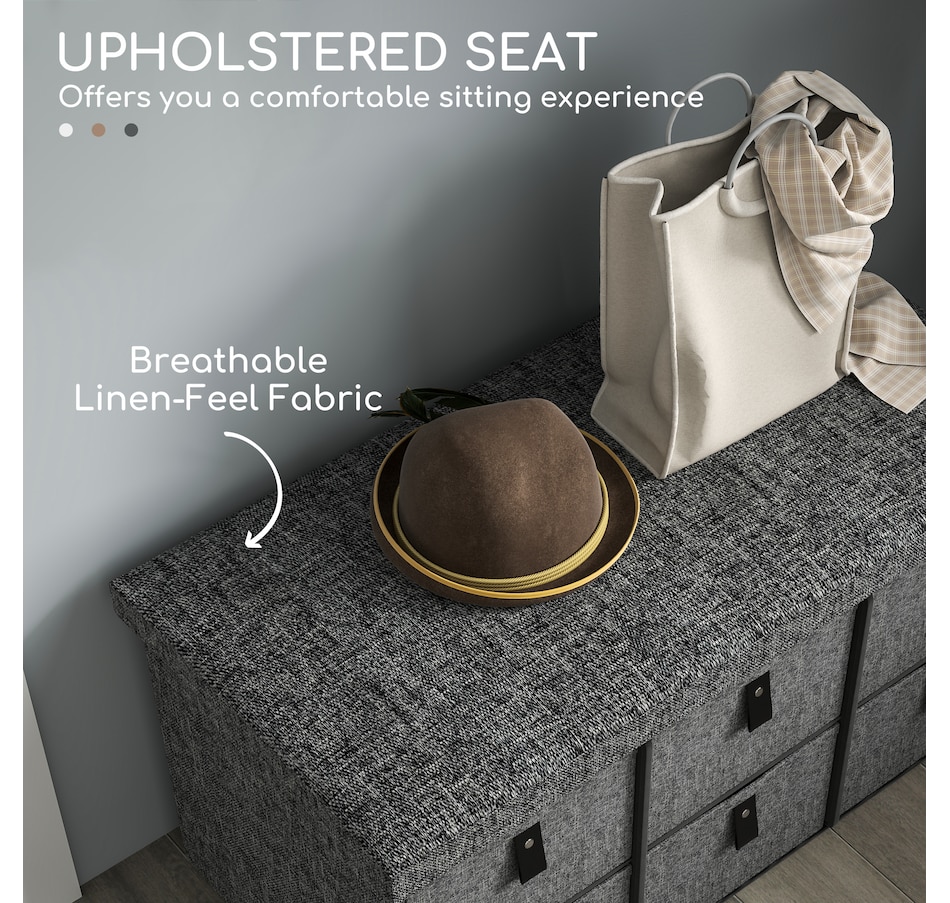 Image 934974_ALTMORE3.jpg, Product 934-974 / Price $79.99, HOMCOM Shoe Bench, Entryway Bench with Fabric Drawers, Charcoal Grey from HOMCOM on TSC.ca's Home & Garden department