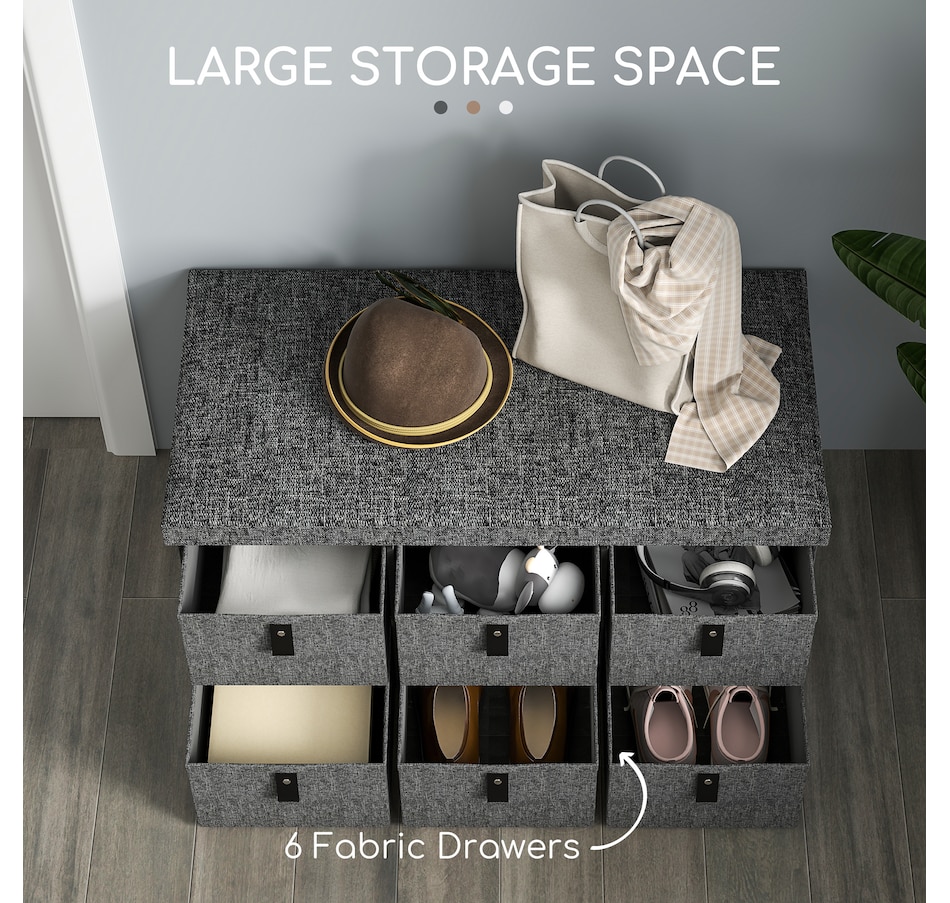 Image 934974_ALTMORE4.jpg, Product 934-974 / Price $79.99, HOMCOM Shoe Bench, Entryway Bench with Fabric Drawers, Charcoal Grey from HOMCOM on TSC.ca's Home & Garden department