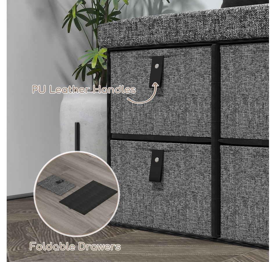 Image 934974_ALTMORE5.jpg, Product 934-974 / Price $79.99, HOMCOM Shoe Bench, Entryway Bench with Fabric Drawers, Charcoal Grey from HOMCOM on TSC.ca's Home & Garden department