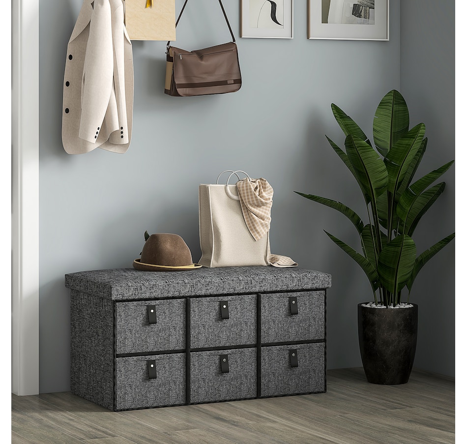 Image 934974_ALTMORE6.jpg, Product 934-974 / Price $79.99, HOMCOM Shoe Bench, Entryway Bench with Fabric Drawers, Charcoal Grey from HOMCOM on TSC.ca's Home & Garden department