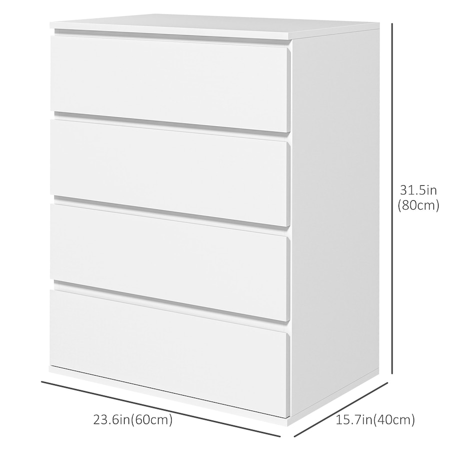 Image 934976_ALTMORE2.jpg, Product 934-976 / Price $159.99, HOMCOM High Gloss Chest of Drawers 4 Drawer Dresser with Metal Runner White from HOMCOM on TSC.ca's Home & Garden department