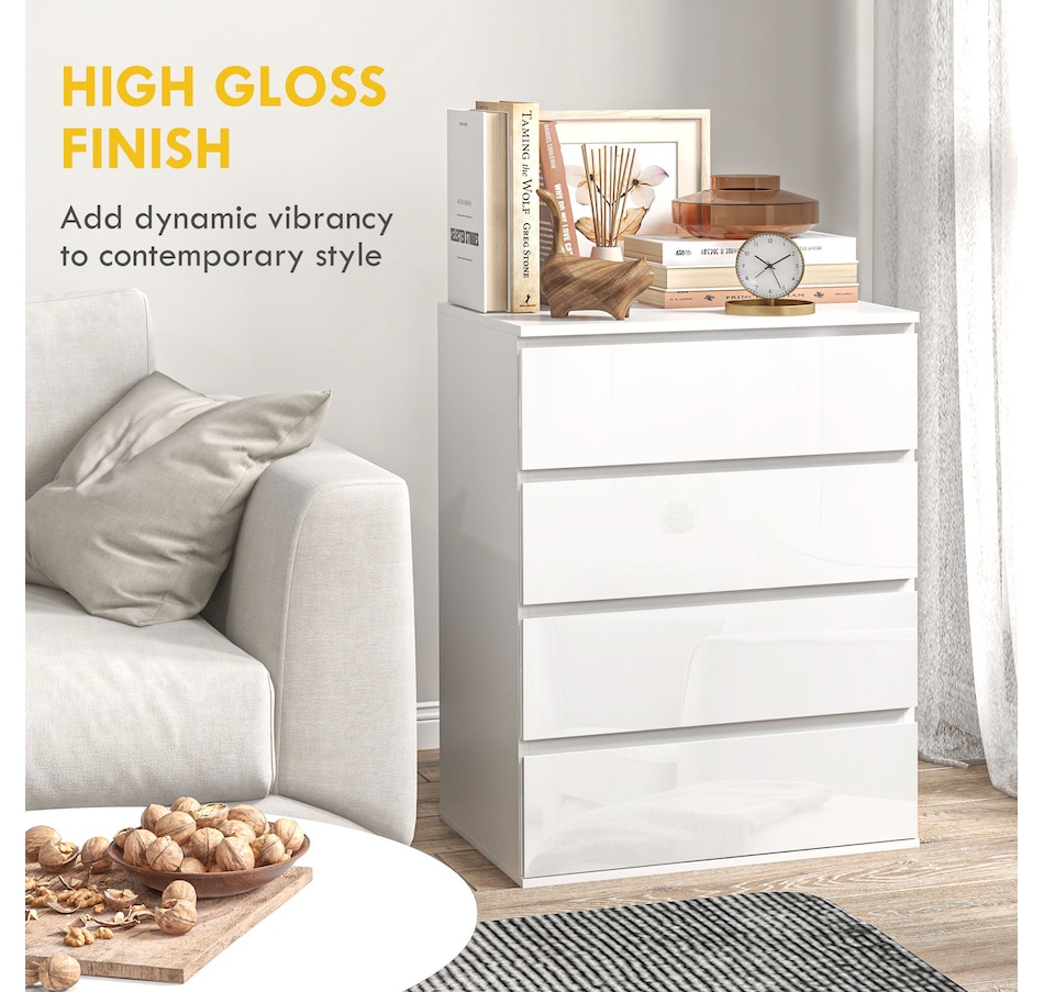 Image 934976_ALTMORE5.jpg, Product 934-976 / Price $159.99, HOMCOM High Gloss Chest of Drawers 4 Drawer Dresser with Metal Runner White from HOMCOM on TSC.ca's Home & Garden department