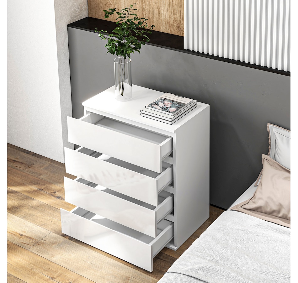 Image 934976_ALTMORE7.jpg, Product 934-976 / Price $159.99, HOMCOM High Gloss Chest of Drawers 4 Drawer Dresser with Metal Runner White from HOMCOM on TSC.ca's Home & Garden department