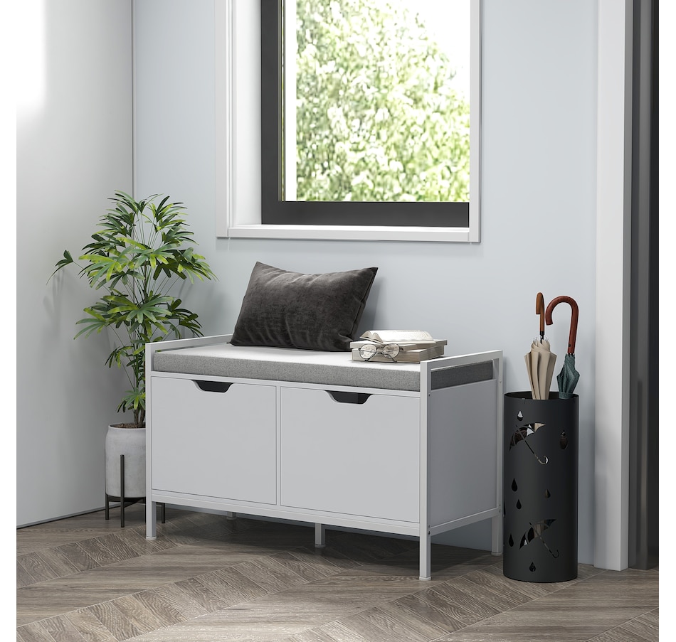 Image 934985_ALTMORE1.jpg, Product 934-985 / Price $109.99, HOMCOM Shoe Bench w/ Seat Cushion, Shoe Storage Bench, Shoe Cabinet, White from HOMCOM on TSC.ca's Home & Garden department