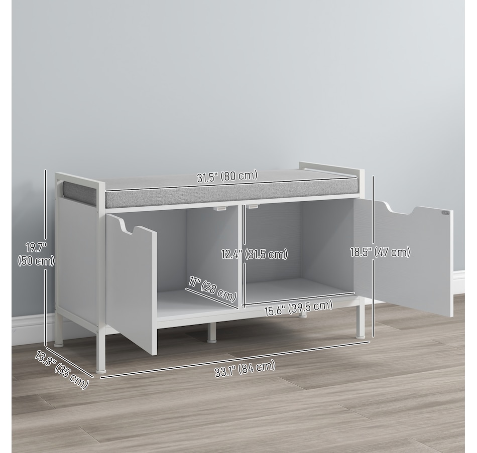 Image 934985_ALTMORE2.jpg, Product 934-985 / Price $109.99, HOMCOM Shoe Bench w/ Seat Cushion, Shoe Storage Bench, Shoe Cabinet, White from HOMCOM on TSC.ca's Home & Garden department