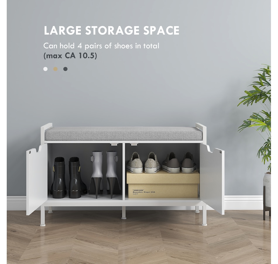 Image 934985_ALTMORE3.jpg, Product 934-985 / Price $109.99, HOMCOM Shoe Bench w/ Seat Cushion, Shoe Storage Bench, Shoe Cabinet, White from HOMCOM on TSC.ca's Home & Garden department