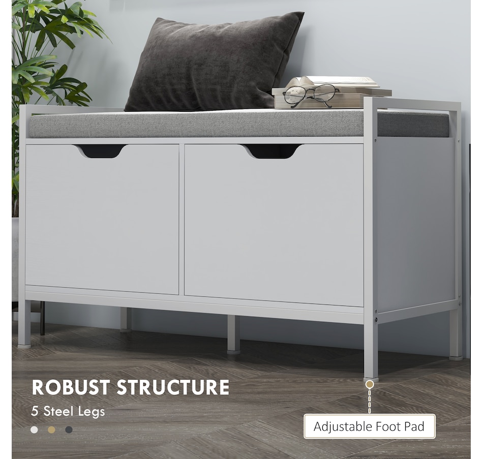 Image 934985_ALTMORE5.jpg, Product 934-985 / Price $109.99, HOMCOM Shoe Bench w/ Seat Cushion, Shoe Storage Bench, Shoe Cabinet, White from HOMCOM on TSC.ca's Home & Garden department