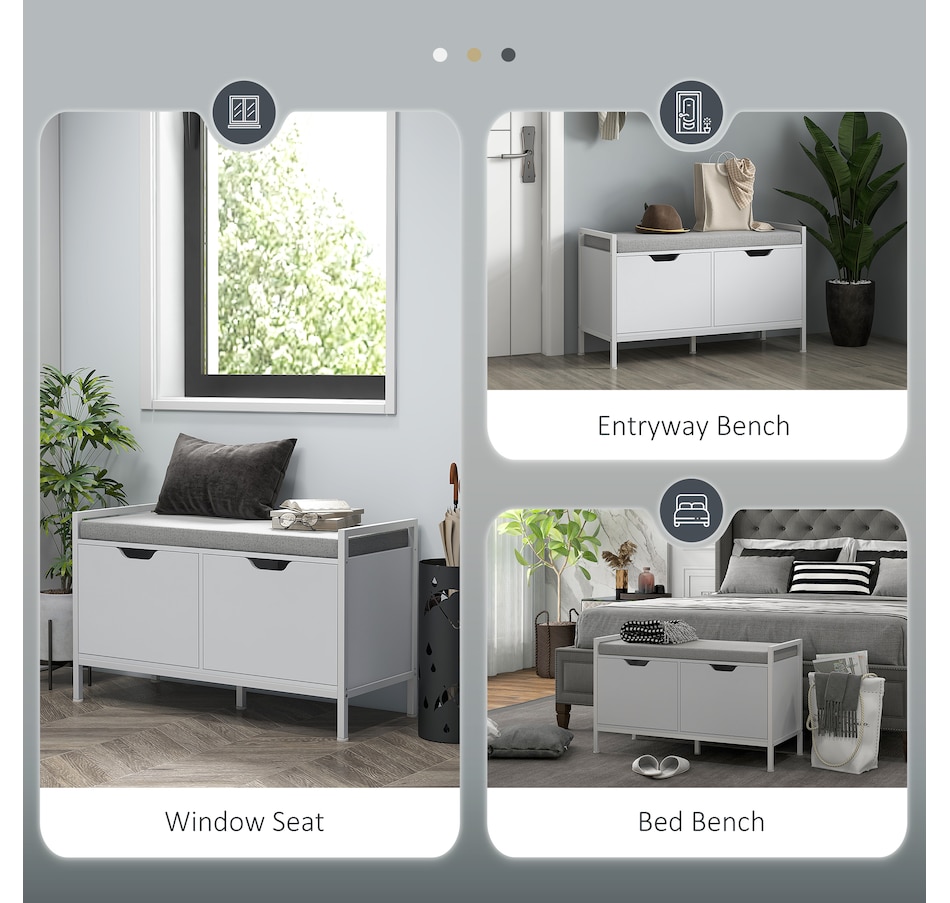 Image 934985_ALTMORE6.jpg, Product 934-985 / Price $109.99, HOMCOM Shoe Bench w/ Seat Cushion, Shoe Storage Bench, Shoe Cabinet, White from HOMCOM on TSC.ca's Home & Garden department