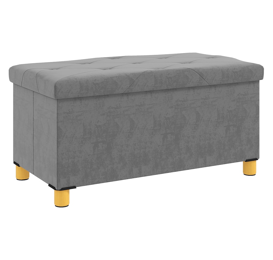 Image 935005.jpg, Product 935-005 / Price $62.99, HOMCOM Storage Ottoman Bench, Velvet Upholstered Foldable Ottoman Footrest from HOMCOM on TSC.ca's Home & Garden department