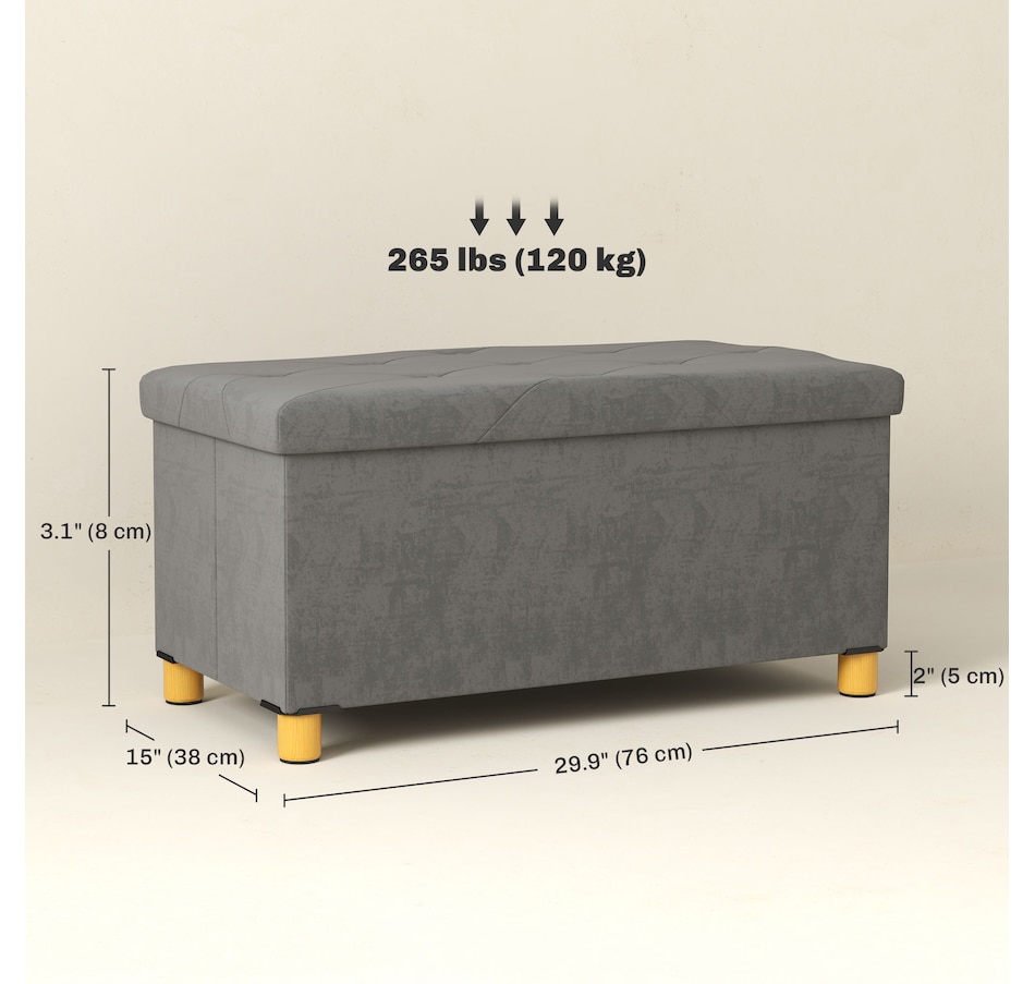 Image 935005_ALTMORE2.jpg, Product 935-005 / Price $62.99, HOMCOM Storage Ottoman Bench, Velvet Upholstered Foldable Ottoman Footrest from HOMCOM on TSC.ca's Home & Garden department