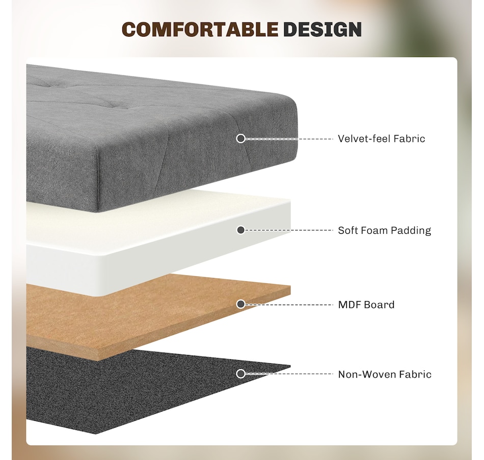 Image 935005_ALTMORE4.jpg, Product 935-005 / Price $62.99, HOMCOM Storage Ottoman Bench, Velvet Upholstered Foldable Ottoman Footrest from HOMCOM on TSC.ca's Home & Garden department