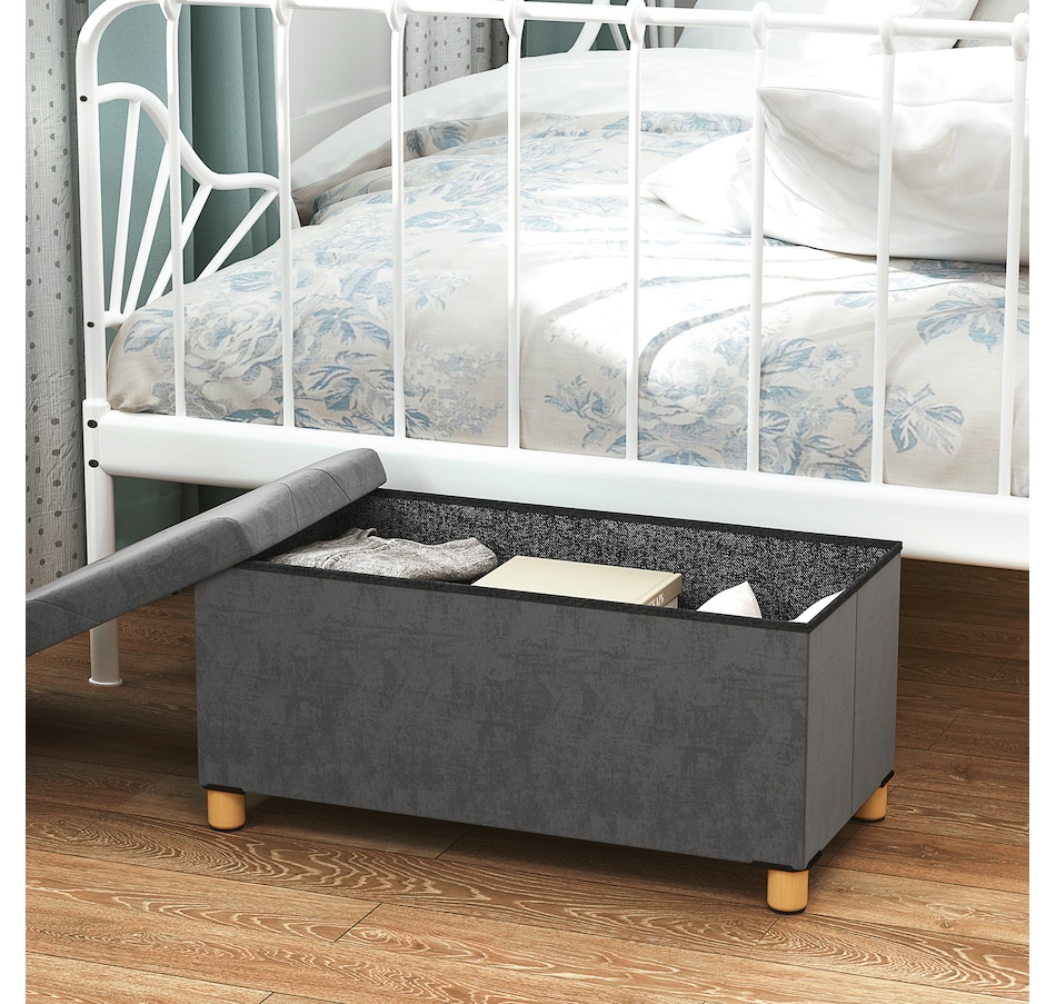 Image 935005_ALTMORE6.jpg, Product 935-005 / Price $62.99, HOMCOM Storage Ottoman Bench, Velvet Upholstered Foldable Ottoman Footrest from HOMCOM on TSC.ca's Home & Garden department