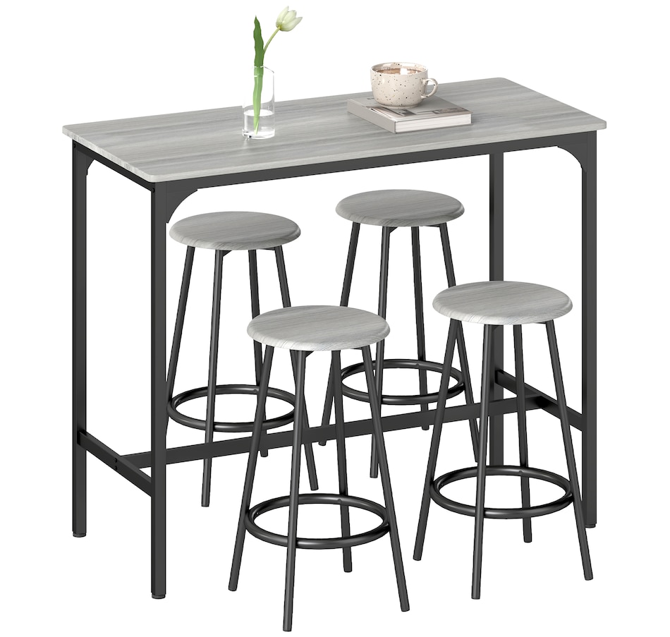 Image 935018.jpg, Product 935-018 / Price $164.99, HOMCOM 5-Piece Bar Table and Chairs Set for Dining Room, Grey from HOMCOM on TSC.ca's Home & Garden department