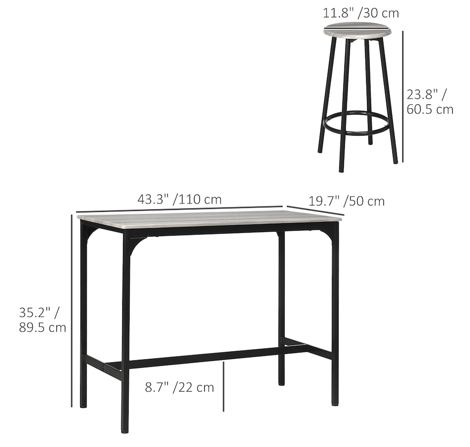 Image 935018_ALTMORE2.jpg, Product 935-018 / Price $164.99, HOMCOM 5-Piece Bar Table and Chairs Set for Dining Room, Grey from HOMCOM on TSC.ca's Home & Garden department