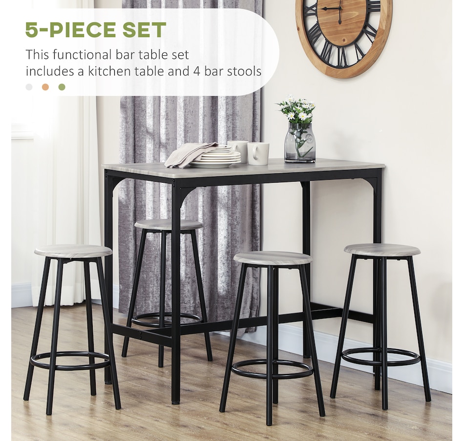 Image 935018_ALTMORE3.jpg, Product 935-018 / Price $164.99, HOMCOM 5-Piece Bar Table and Chairs Set for Dining Room, Grey from HOMCOM on TSC.ca's Home & Garden department