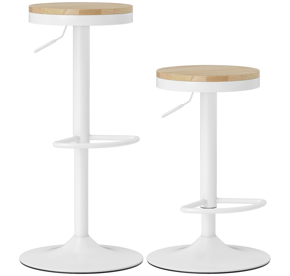 Image 935040.jpg, Product 935-040 / Price $149.89, HOMCOM Wooden Bar Stools Set of 2 Adjustable Swivel Barstools Natural White from HOMCOM on TSC.ca's Home & Garden department