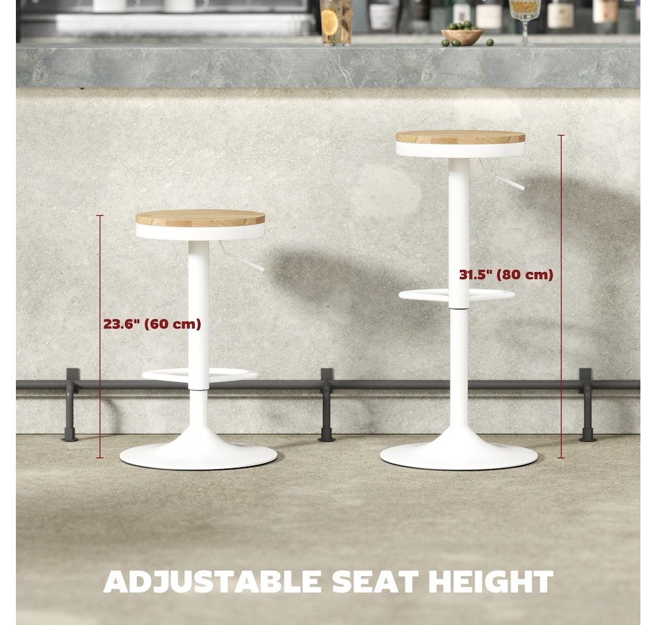 Image 935040_ALTMORE10.jpg, Product 935-040 / Price $149.89, HOMCOM Wooden Bar Stools Set of 2 Adjustable Swivel Barstools Natural White from HOMCOM on TSC.ca's Home & Garden department