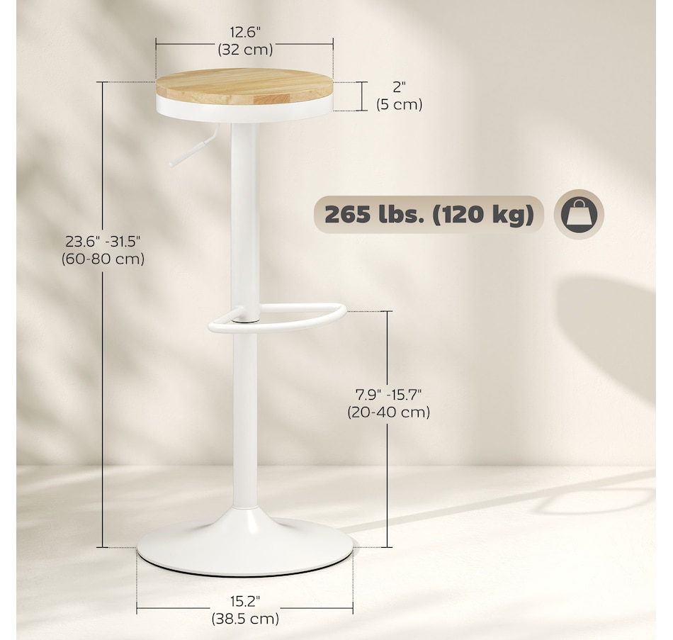 Image 935040_ALTMORE2.jpg, Product 935-040 / Price $149.89, HOMCOM Wooden Bar Stools Set of 2 Adjustable Swivel Barstools Natural White from HOMCOM on TSC.ca's Home & Garden department