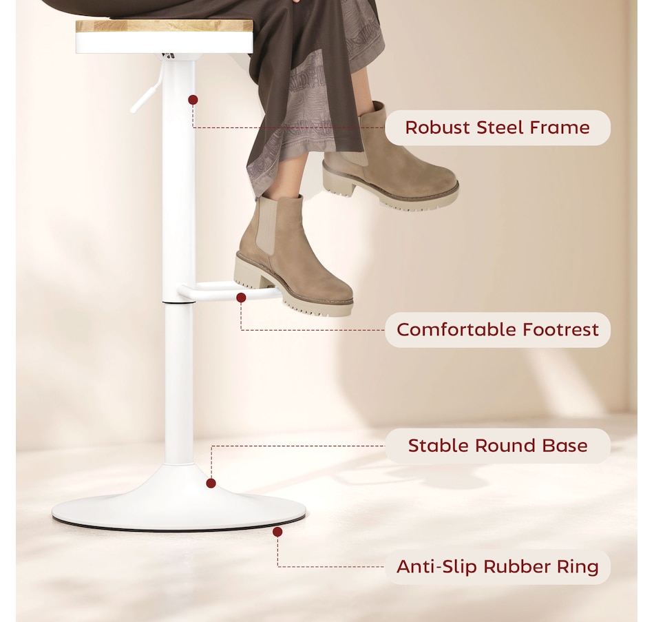 Image 935040_ALTMORE6.jpg, Product 935-040 / Price $149.89, HOMCOM Wooden Bar Stools Set of 2 Adjustable Swivel Barstools Natural White from HOMCOM on TSC.ca's Home & Garden department