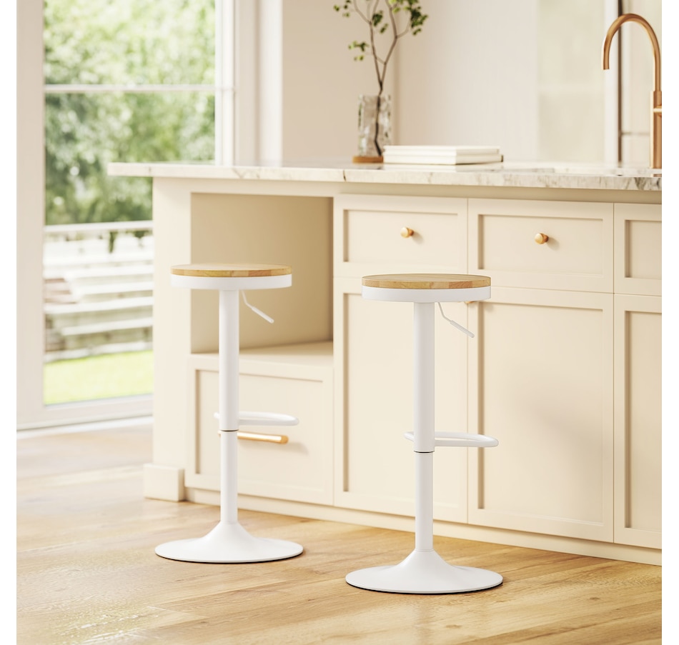 Image 935040_ALTMORE7.jpg, Product 935-040 / Price $149.89, HOMCOM Wooden Bar Stools Set of 2 Adjustable Swivel Barstools Natural White from HOMCOM on TSC.ca's Home & Garden department